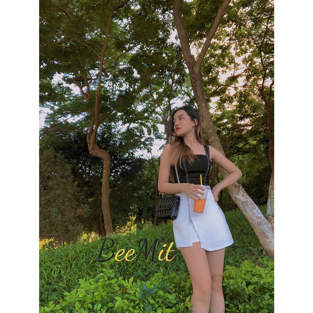 Quần váy cạp cao, quần sooc giả váy có khoá cạnh M186 | BigBuy360 - bigbuy360.vn