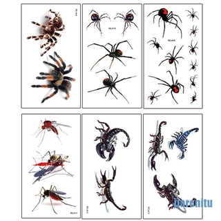 Hình xăm dán họa tiết nhện bọ cạp 3d độc đáo phong cách halloween