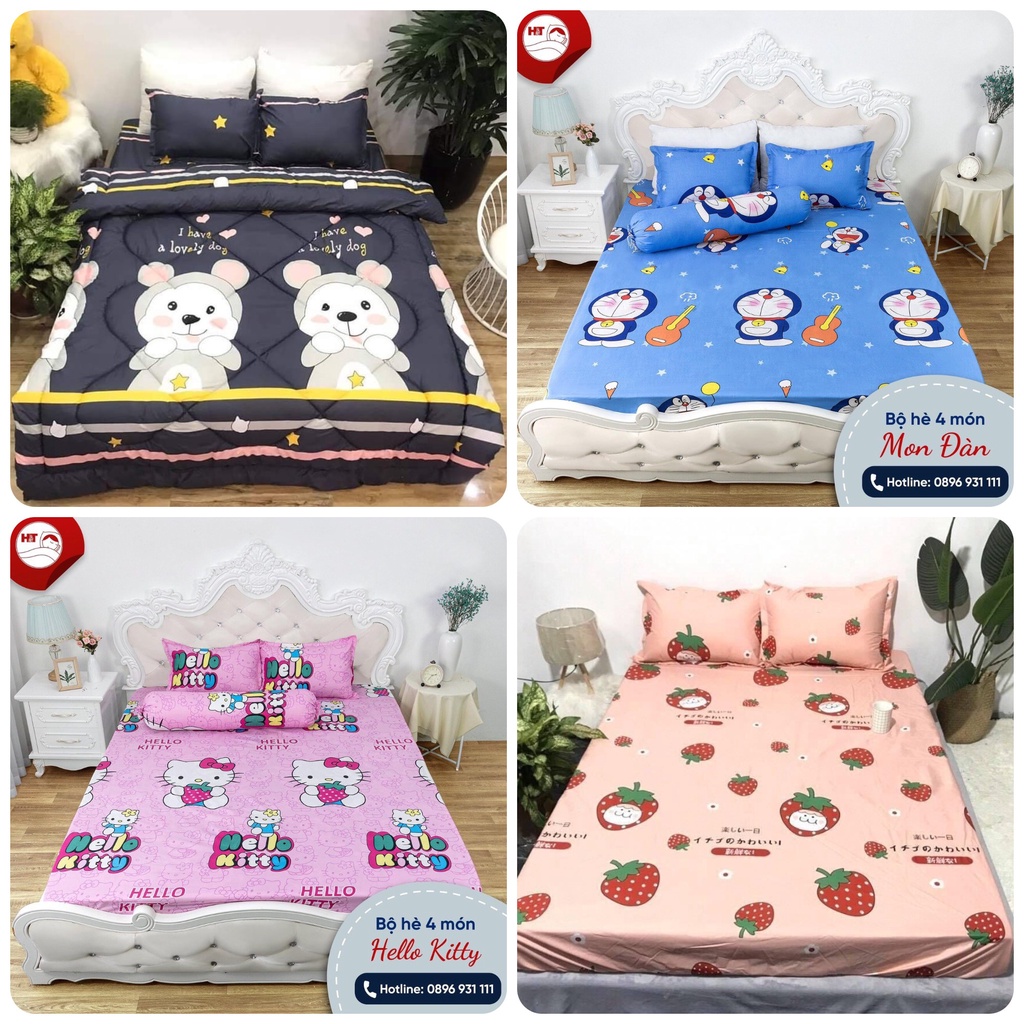 Bộ Drap trải giường ga trải giường coton poly cực mát, màu sắc bắt mắt, ko phai màu kích cỡ 1m6,1m8