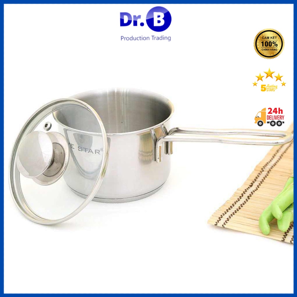 Quánh bột Inox 3 đáy 14cm Fivestar nắp kính dùng bếp từ