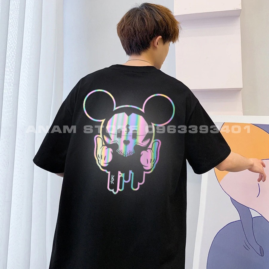 Áo thun phản quang 7 màu tay lỡ Nam Nữ Mikey