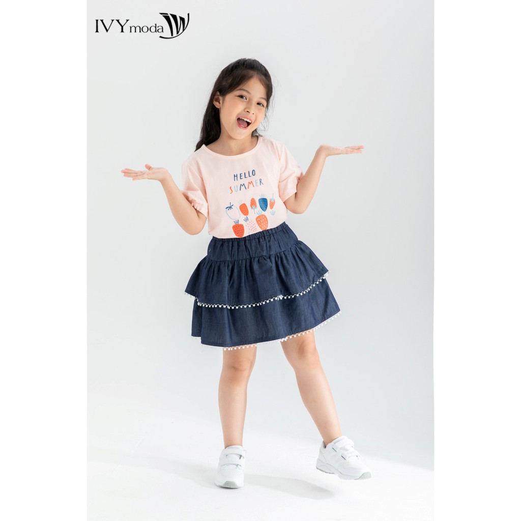 Áo thun hello summer bé gái IVY moda MS 57G1299