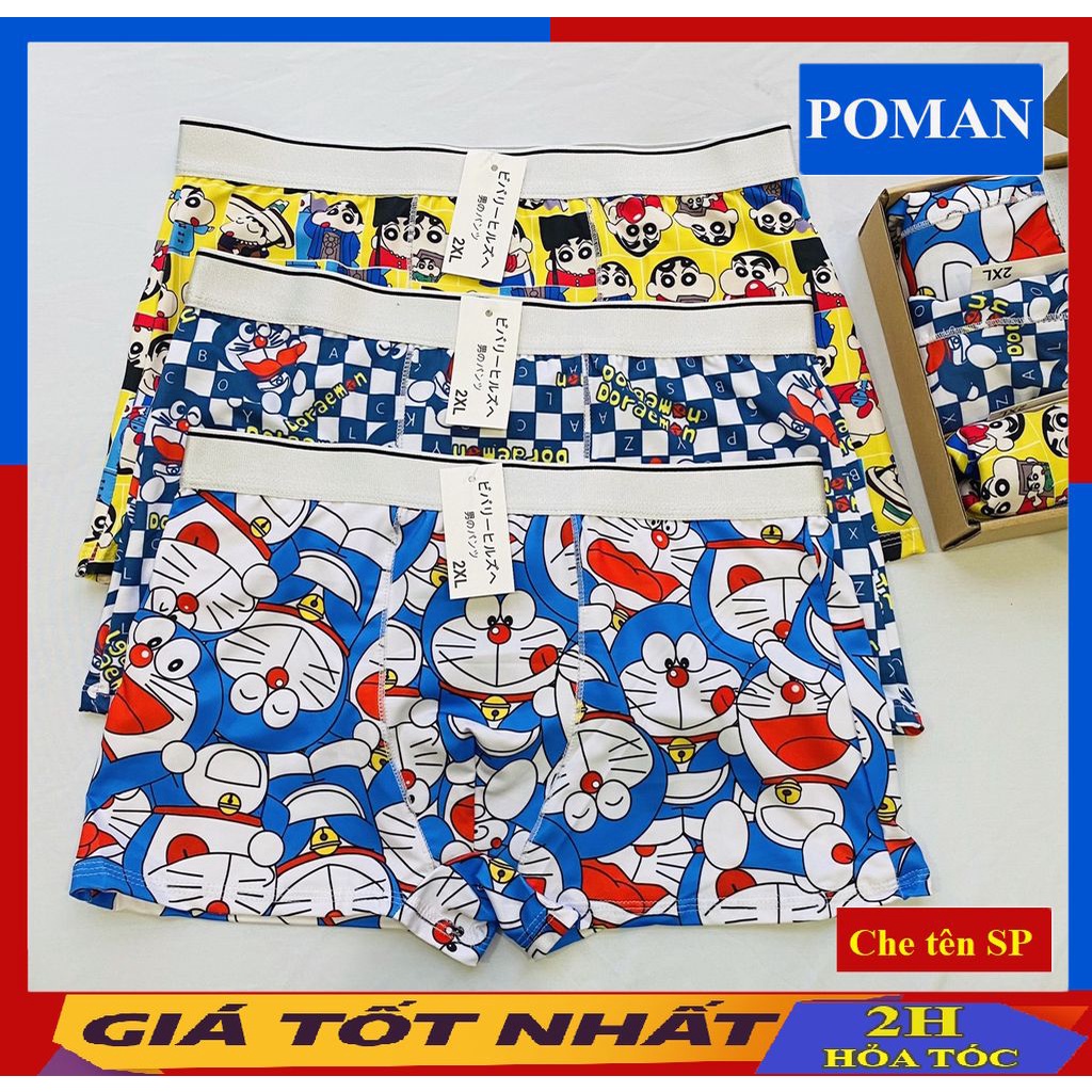 Quần lót nam boxer, quần sịp nam hoạt hình co giãn, thông thoáng, hút mồ hôi không tạo mùi hôi khi mặc cả ngày