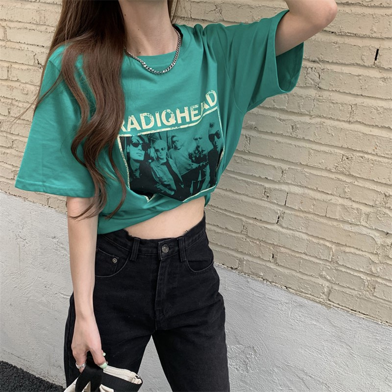 Áo thun tay ngắn cổ tròn form rộng in hình thời trang Mỹ retro | BigBuy360 - bigbuy360.vn