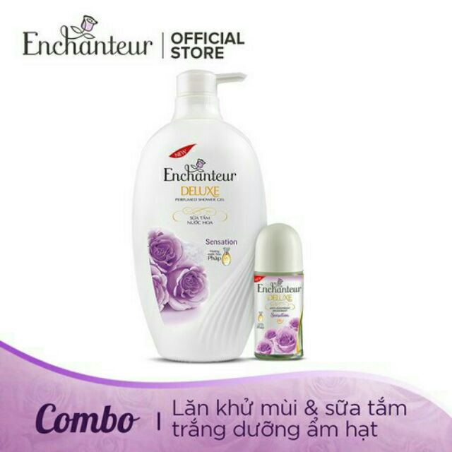 Combo  tắm Enchanteur 650g và lăn khử mùi cùng hương 50ml