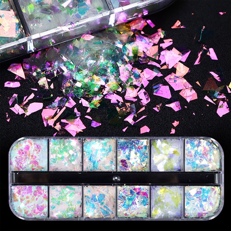 ✿ Hộp 12 Hộp Sequin Lấp Lánh Dùng Để Trang Trí Móng Nghệ Thuật
