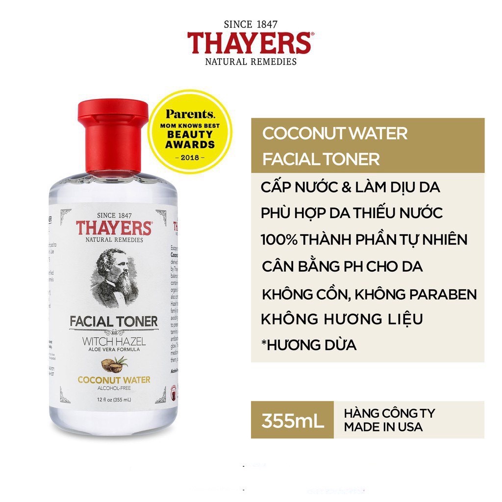 Nước hoa hồng Toner Thayers Alcohol Free Witch Hazel 355ml - Thayer Không Cồn