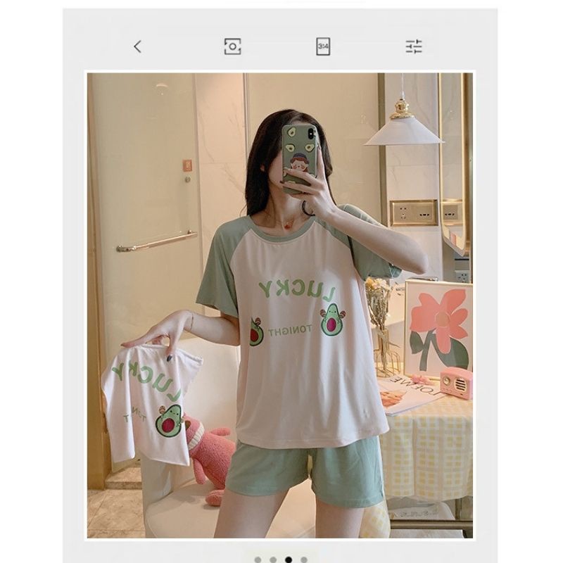 Bộ ngủ nữ pijama cộc tay chất thun cotton hoạt hình hot 2022, bộ mặc nhà in hình ngộ nghĩnh - LAZASHION
