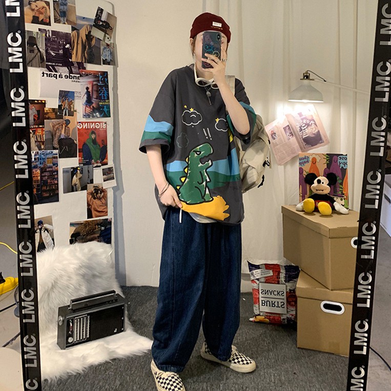 Áo thun tay ngắn in hình trẻ trung phong cách hàn quốc cho cặp đôi