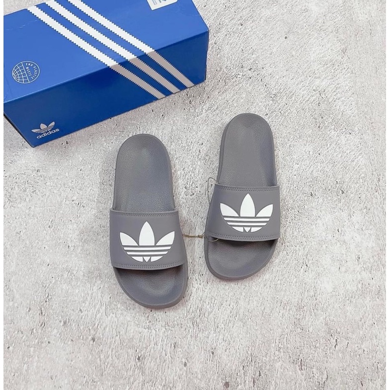 DÉP ADIDAS LOGO 3 LÁ MÀU XÁM