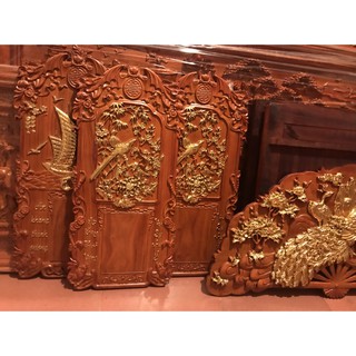 Đốc Lịch Treo Tường Phong Thủy Gỗ Hương Dát Vàng Cao Cấp
