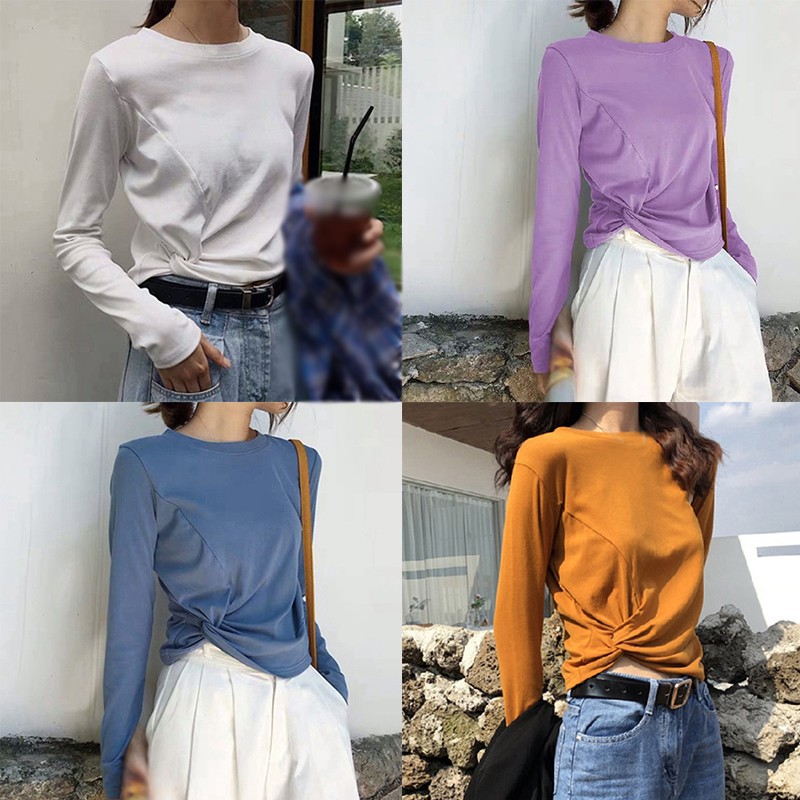 Áo Croptop Tay Dài Thiết Kế Ôm Sát Tôn Dáng