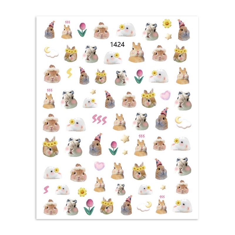 Sticker nail dễ thương / cartoon , dán móng tay ,phụ kiện nail , hình mèo 3D ,gấu 3D