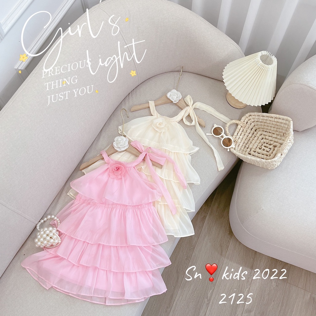 VÁY MAXI VOAN TẦNG CỔ YẾM GẮN NƠ TRƯỚC NGỰC SIÊU TIỂU THƯ CHO BÉ⚡ FREE SHIP⚡️