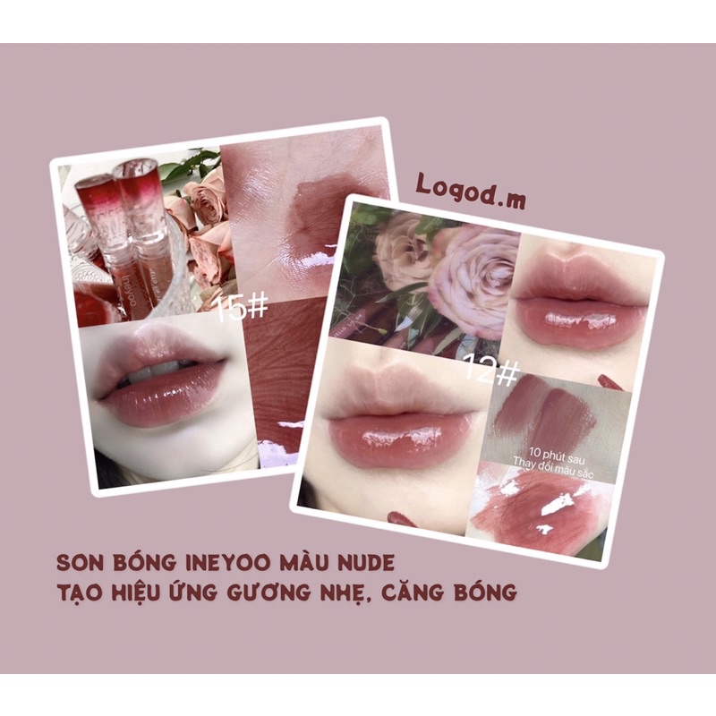 😈SĂN SALE😈Son Bóng INEYOO Màu Nude Tạo Hiệu Ứng Gương, Căng Bóng - Logod.m