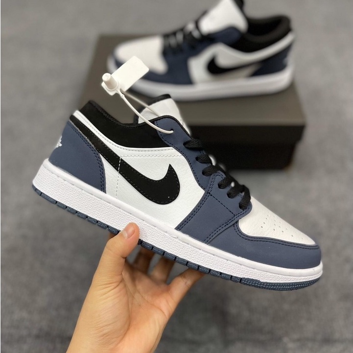 Giày sneaker air jd1 low retro navy, giày jd xanh than cổ thấp nam nữ cá tính, hàng cao cấp