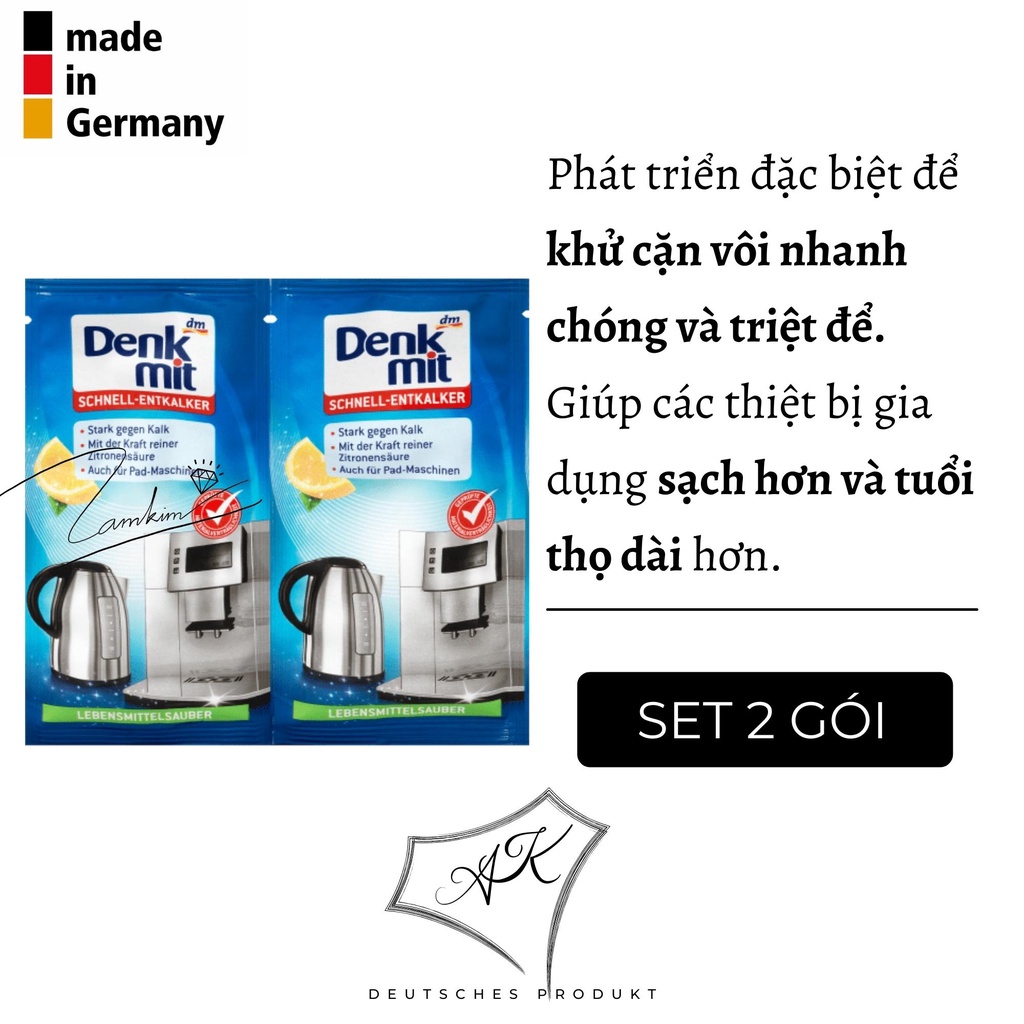 Bột tẩy cặn ấm siêu tốc, máy pha cà phê - Denkmit - Set 2 gói 25gr