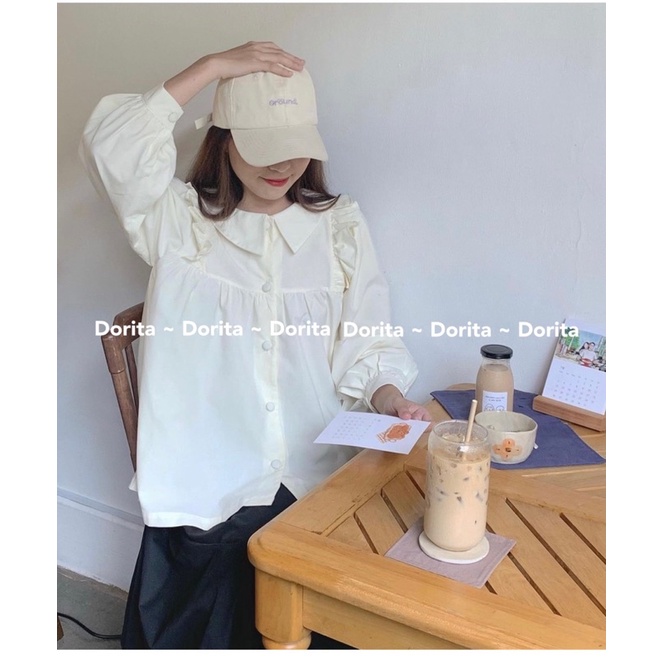 [Ảnh thật/Video] Áo sơ mi cổ bèo cánh tiên Hàn Quốc, Áo sơ mi cánh tiên tay bồng - Dorita Boutique | BigBuy360 - bigbuy360.vn