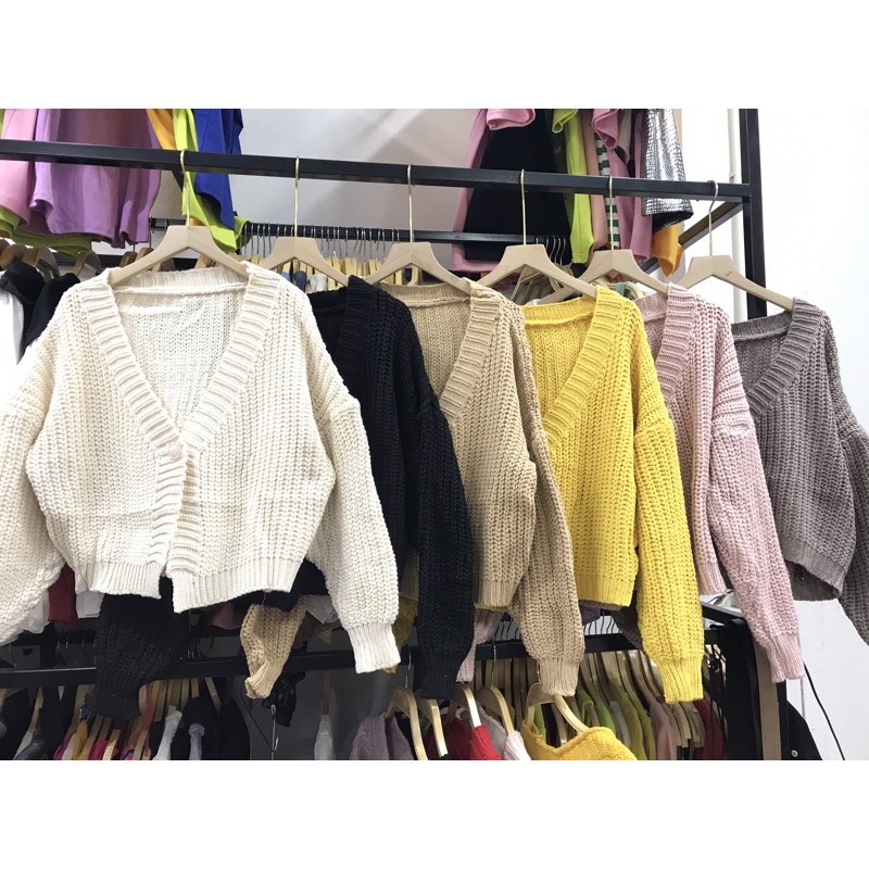 Áo khoác len cardigan có bigsize áo khoác len Quảng Châu dày ấm 1 khuy cổ tim cánh rơi | BigBuy360 - bigbuy360.vn