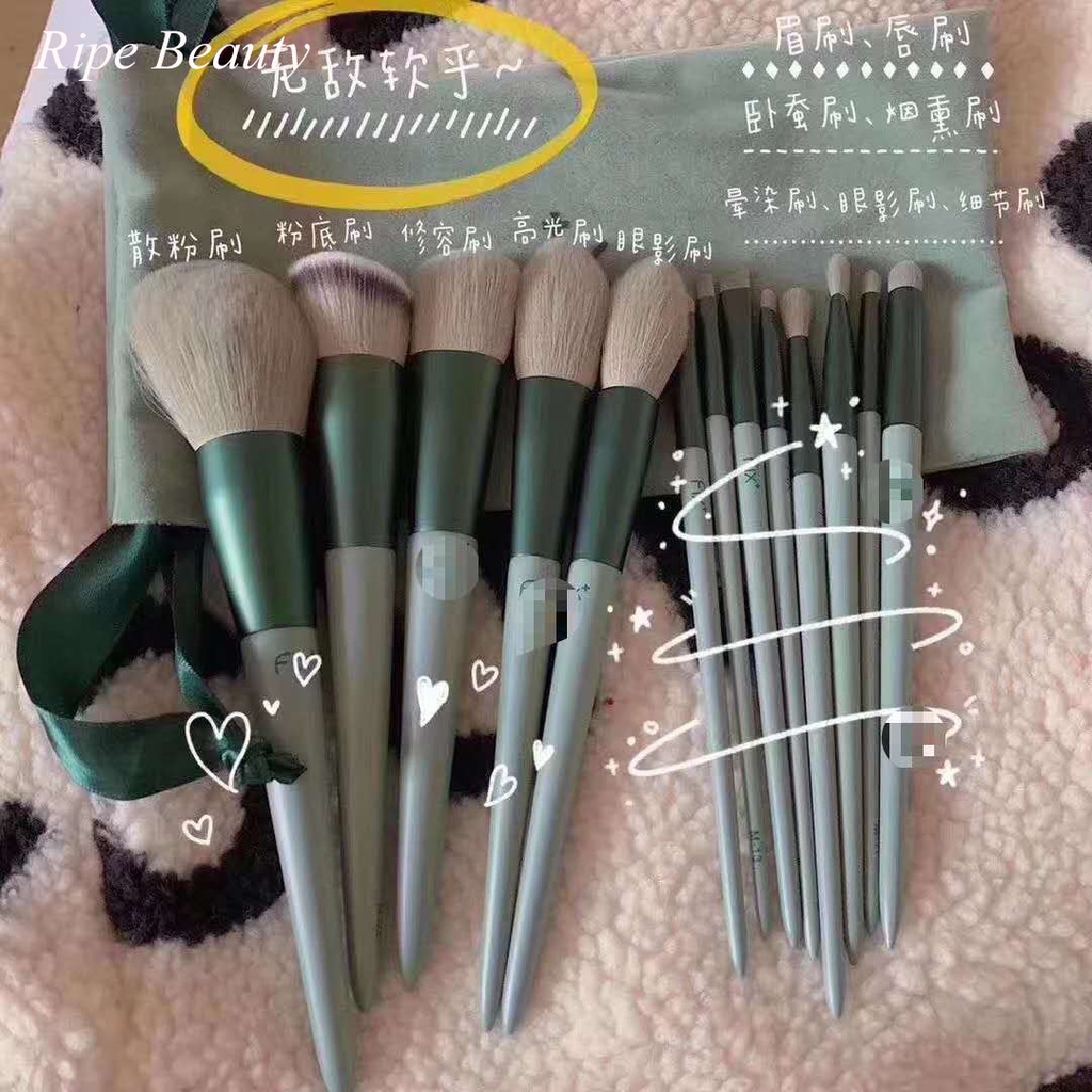 Bộ Cọ Trang Điểm 13 Cây Túi Vải Lông Siêu Mềm Siêu Xinh