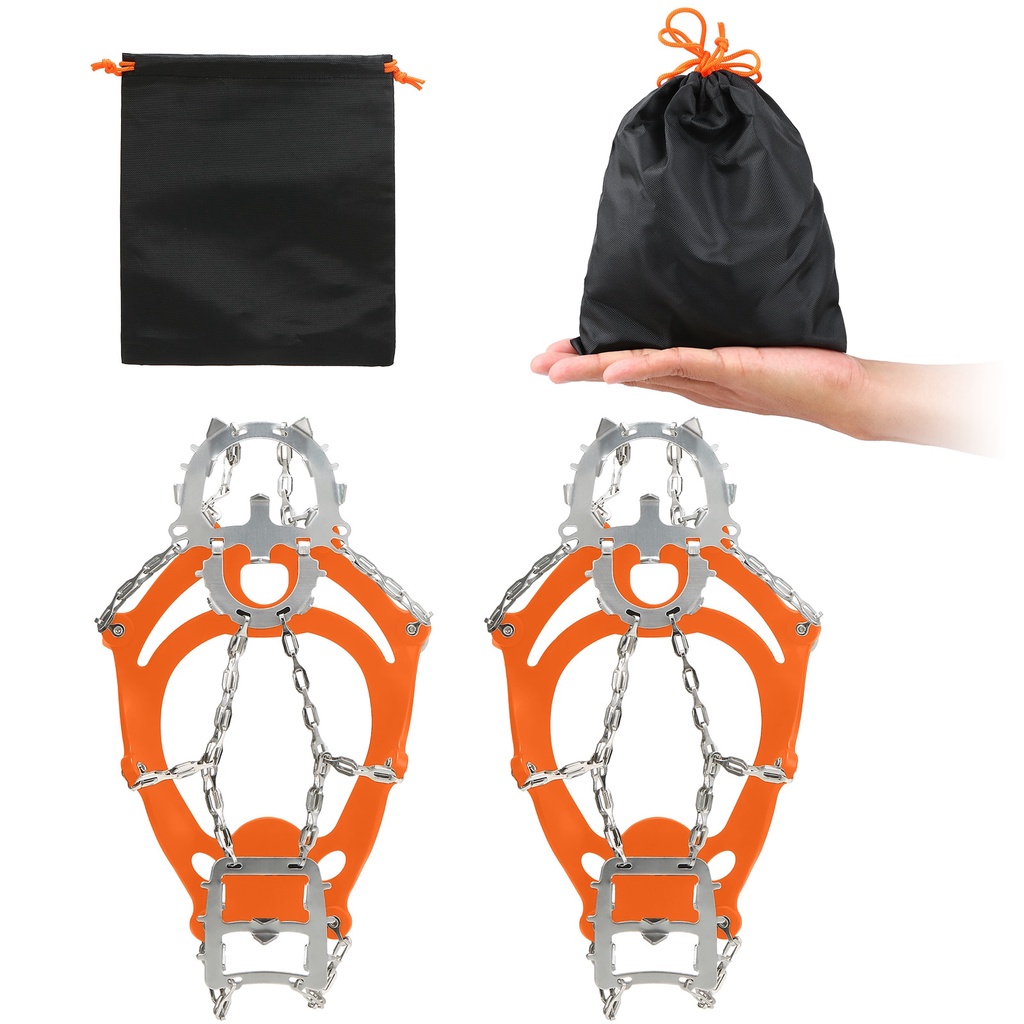 Crampon 18 Đinh Gắn Dây Thu Gọn Giày Đi Tuyết Chống Trượt Có Túi Đựng Cho Nam Và Nữ