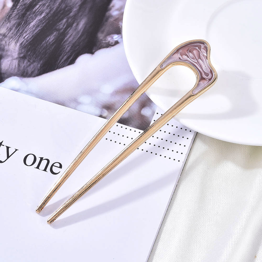 Trâm cài tóc kiểu chữ U bằng kim loại đơn giản dành cho nữ