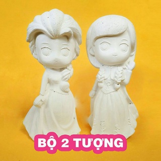 Tô tượng công chúa Elsa và Anna(kèm 2 vĩ màu acrylic 3ml)