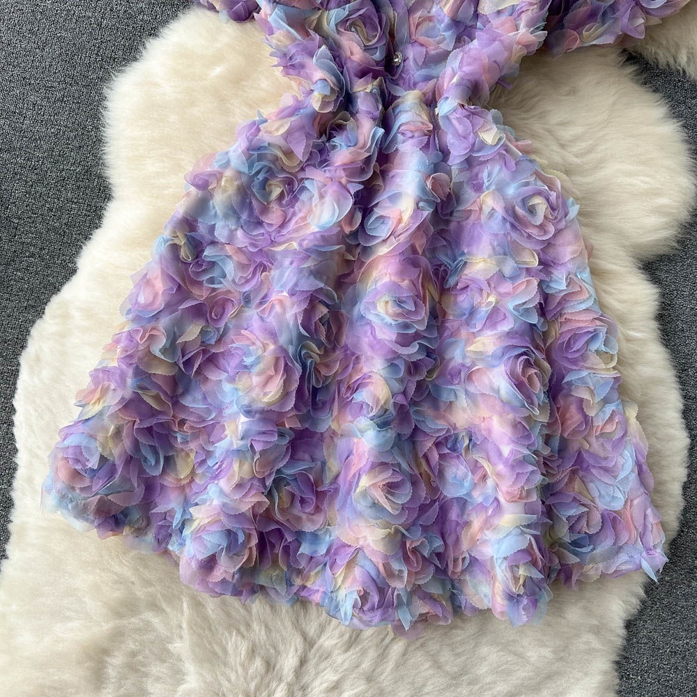 Đầm Hoa Dáng Chữ A Chiết Eo Phong Cách Thời Trang Pháp Dành Cho Nữ