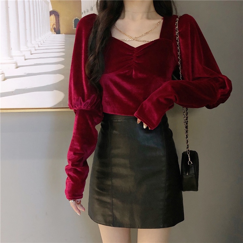 Áo nhung tay bồng sang trọng phong cách cổ điển cho các cô gái | BigBuy360 - bigbuy360.vn