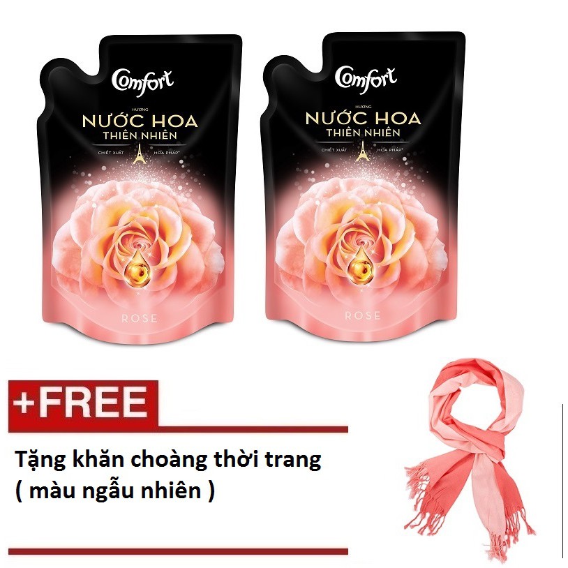 [Quà] Bộ 2 túi nước xả vải comfort hương nước hoa thiên nhiên hoa hồng 1.6L(MSP 67195083 x2) +Tặng 1
