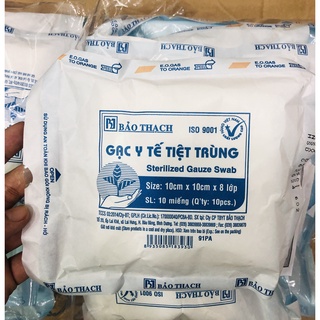 [ Gói 10 Miếng] Gạc Y Tế Tiệt Trùng Bảo Thạch 10x10- 8 Lớp