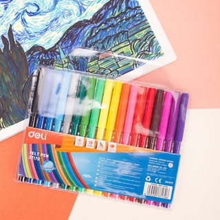 Bút màu nước học sinh 1.0mm DELI, 18 màu/hộp E37170