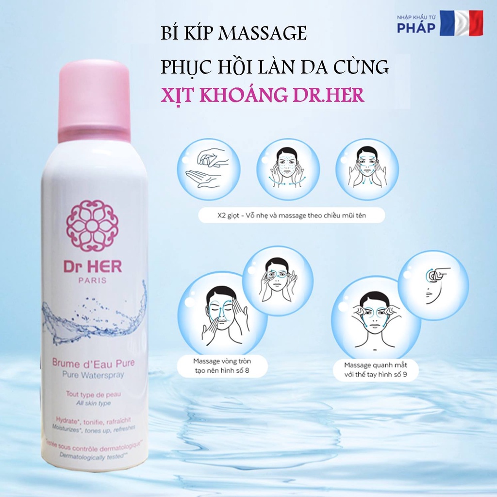 Xịt Khoáng Dưỡng Ẩm Làm Dịu Da PHÁP Dr.Her Pure Water Spray