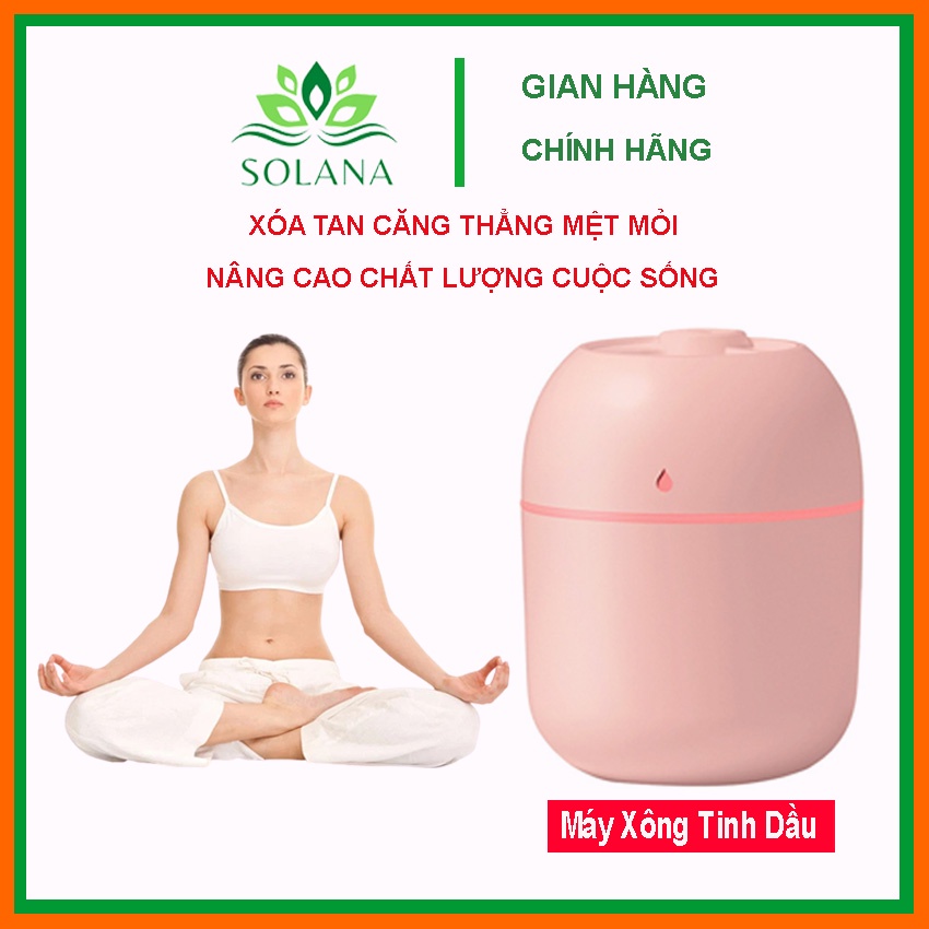 Máy Xông Tinh Dầu Mini, Máy Tạo Ẩm Phun Sương, Khuếch Tán Tinh Dầu Toả Hương Thơm, Đuổi Muỗi Tích Hợp Đèn Led SOLANA
