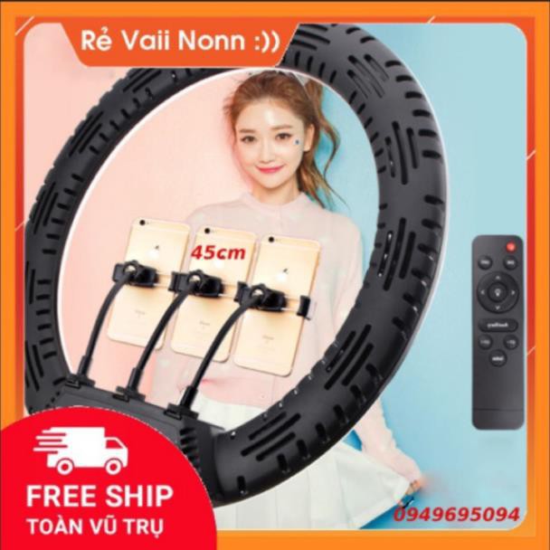 Bộ Đèn Livestream 45cm Có Remote Kèm Chân &amp; 3 Kẹp Điện Thoại