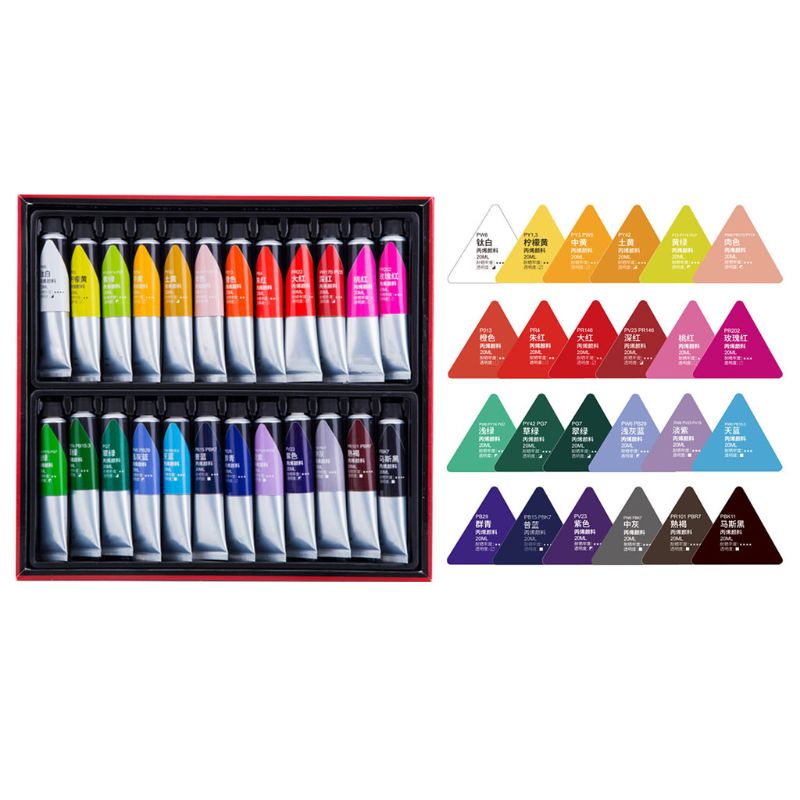 Bộ 12 Màu Vẽ Tranh Acrylic Chuyên Nghiệp 20ml 24 Màu