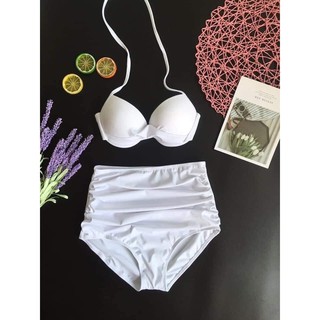 Set Bikini cạp cao quần nhúng eo che