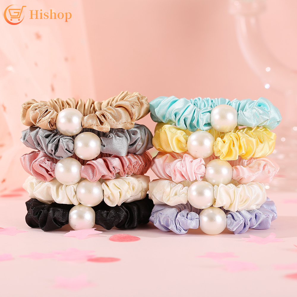 Dây buộc tóc co dãn màu trơn duyên dáng dễ phối đồ dành cho nữ