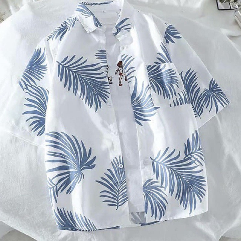 Áo sơ mi đi biển, bộ đồ đôi hoạ tiết nam nữ-vải kaki thoáng mát 1132 | BigBuy360 - bigbuy360.vn