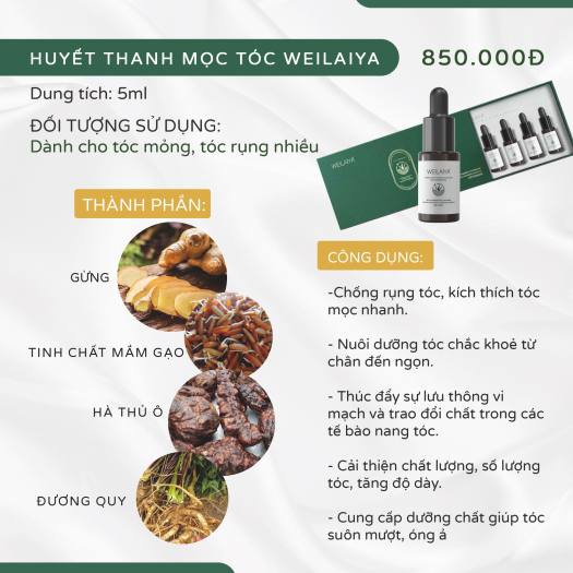 Serum Kích Thích Mọc Tóc Weilaiya Hoka Store Huyết Thanh Mọc Tóc Weilaiya Chính Hãng Làm Dày Tóc 5ml X 8 Lọ