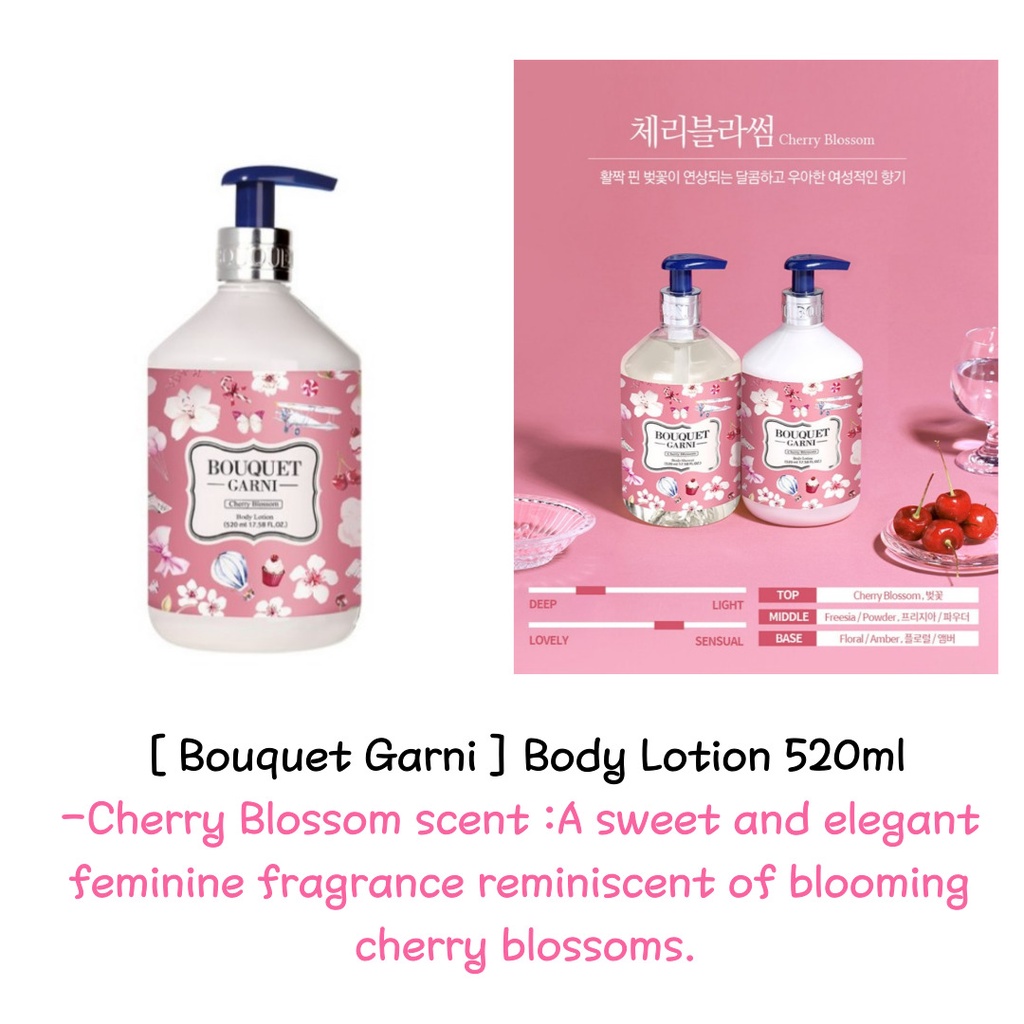 Sữa Dưỡng Thể 520ml / Bột Em Bé / Bột Em Bé / Hoa Anh Đào / Vườn Hoa Hồng / Ylang Ylang / Xà Phòng / Hương Thơm Vanilla Musk