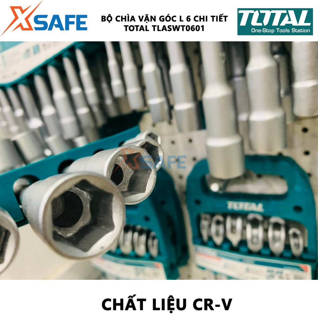 Bộ chìa vặn góc L 6 chi tiết TOTAL TLASWT0601 | bộ 6 cần điếu kích thước 7mm 8mm 10mm 12mm 13mm 14mm chất liệu CR-V