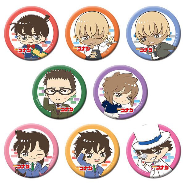 Combo 8 huy hiệu cài áo in hình Detective conan Thám tử lừng danh anime chibi dễ thương tiện lợi