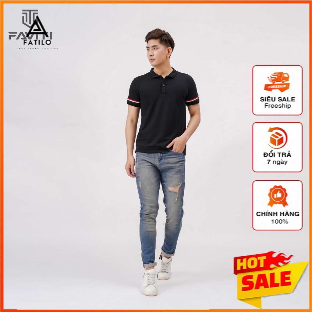 Áo thun polo nam trơn có cổ đẹp cao cấp hàng hiệu trắng đen FATILO AT03