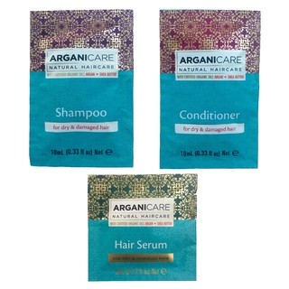 Combo 12 gói Arganicare dầu gội, dầu xả 10ml/gói & tinh dầu dưỡng tóc 5ml