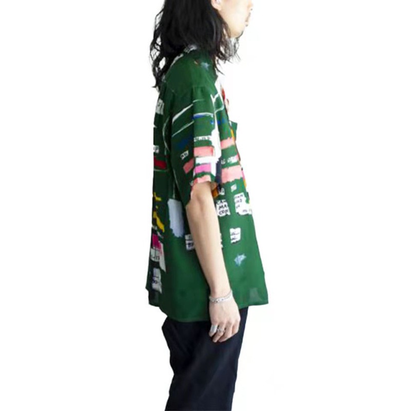 Áo Sơ Mi Ngắn Tay Plus Size Họa Tiết Graffiti WACKO MARIA Cho Nam Nữ