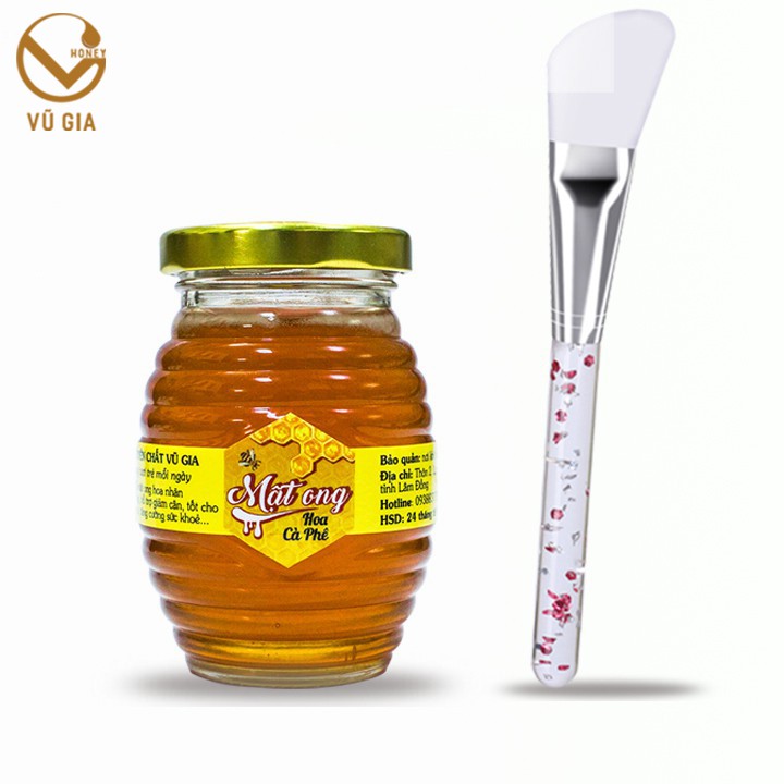 Mật Ong Nguyên Chất Hoa Cà Phê Vũ Gia (100ml/hũ) + Tặng Cọ Quét Silicon