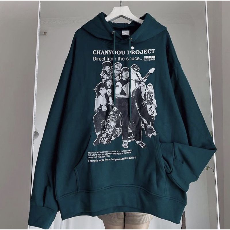 Áo Hoodie Chanyou Nỉ Mũ 2 Lớp Màu Xanh Siêu Lạ Siêu Hot