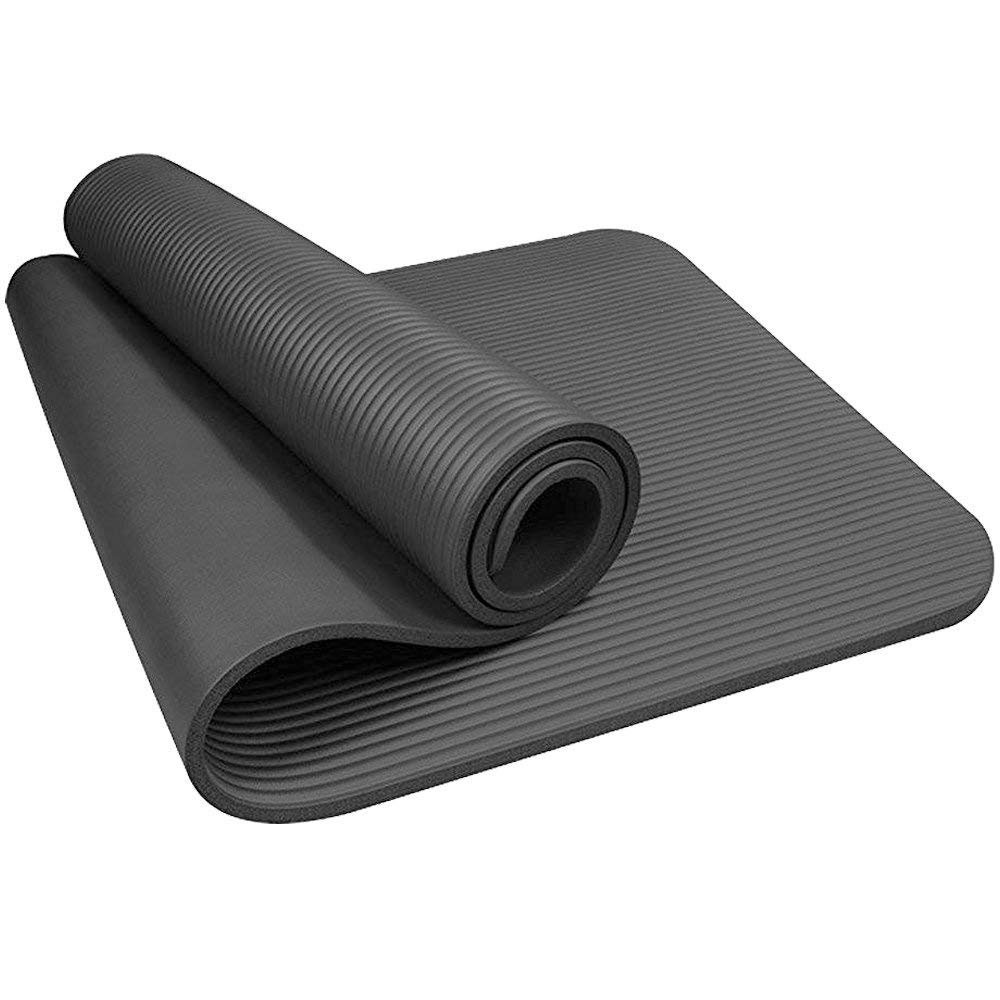Thảm tập Yoga siêu dày 10mm - Màu Đen - (tặng kèm túi đựng và dây đeo)