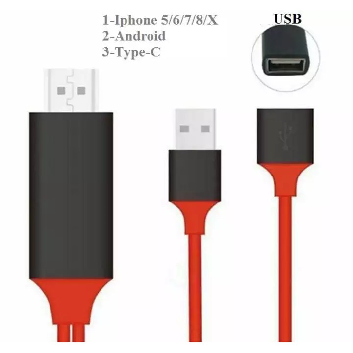 Cáp MHL HDMI to USB Female + dây USB cấp nguồn kết nối điện thoại với tivi